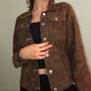 1990s Vintage Snakeskin Pattern Denim Jacket